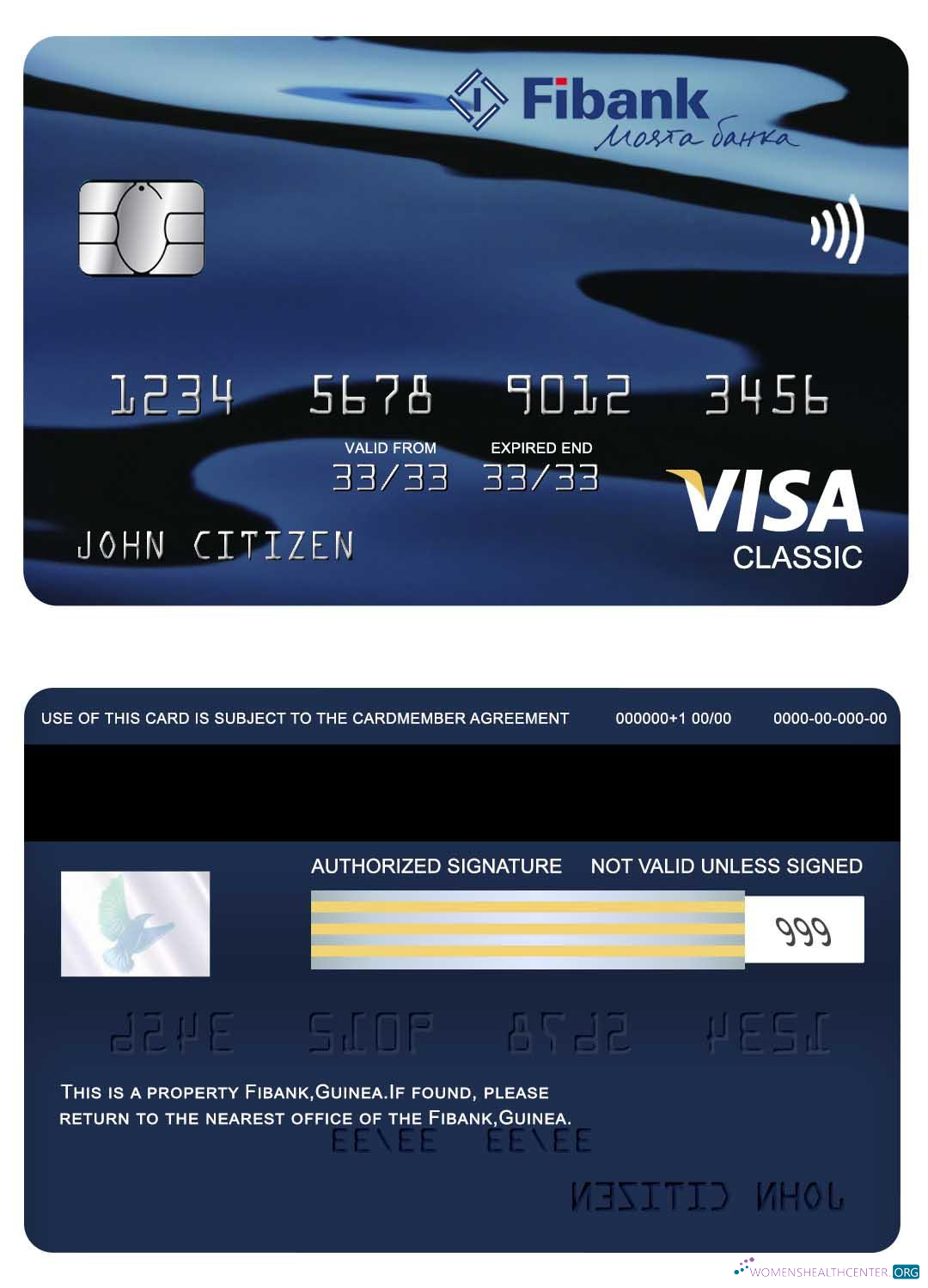 Download Guinea Fibank visa classic card Photoshop template
